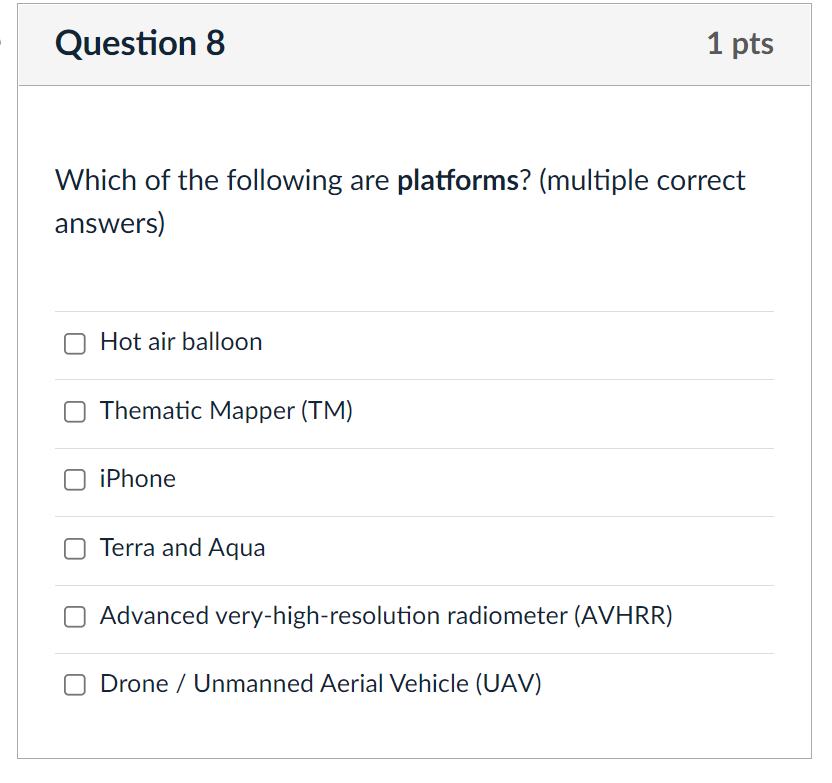 Solved Question 8 1 pts Which of the following are | Chegg.com
