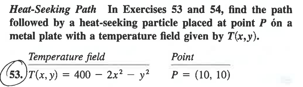 Solved Heat-Seeking Path In Exercises 53 and 54, find the | Chegg.com