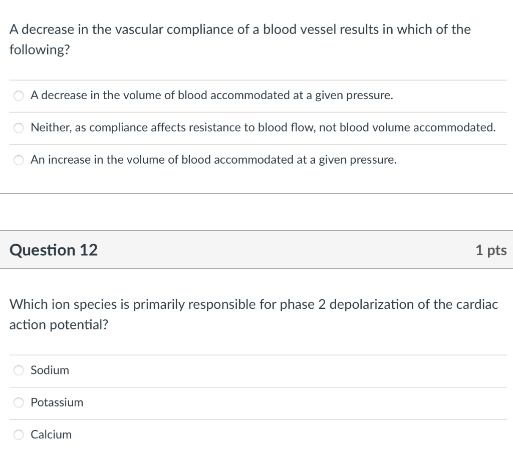 Solved A decrease in the vascular compliance of a blood | Chegg.com