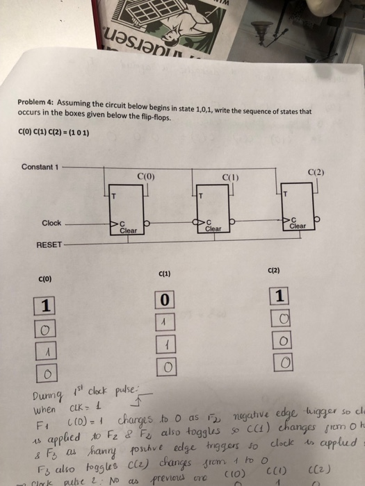 Solved Problem 4: Assuming The Circuit Below Begins In State | Chegg.com