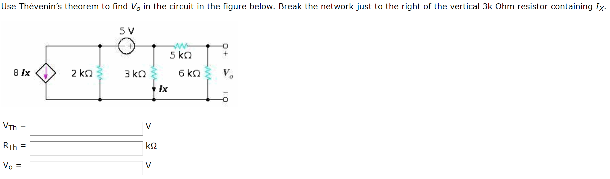 Solved Find Vo in the network in the figure below using | Chegg.com