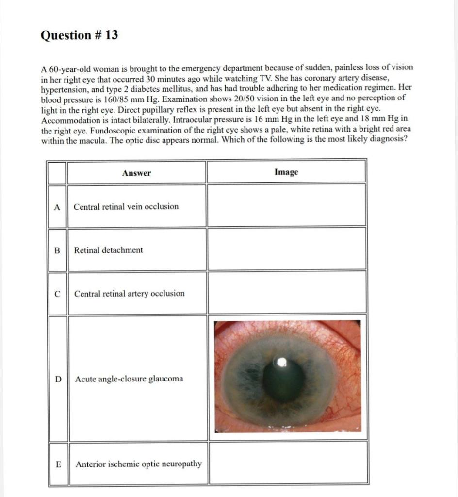 Solved Question #13 A 60-year-old woman is brought to the | Chegg.com