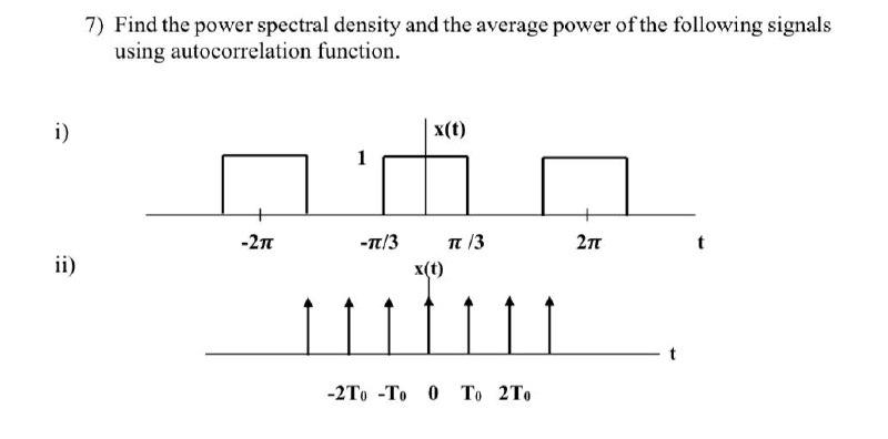Solved 7) Find the power spectral density and the average | Chegg.com
