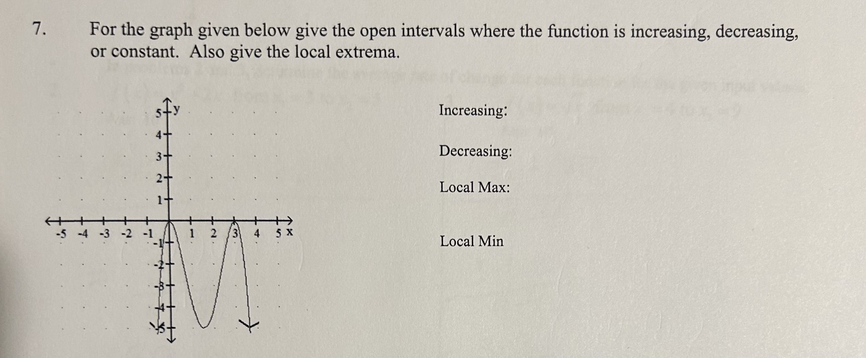 Solved For the graph given below give the open intervals | Chegg.com