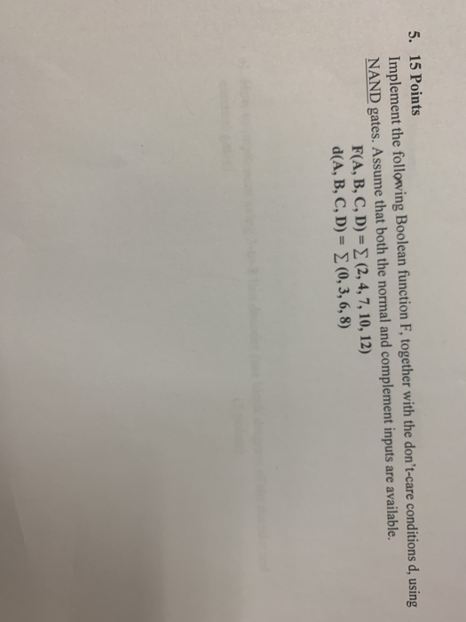 Solved 5. 15 Points Implement the following Boolean function | Chegg.com