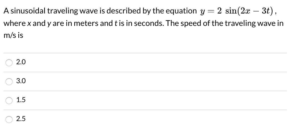 Solved A sinusoidal traveling wave is described by the | Chegg.com