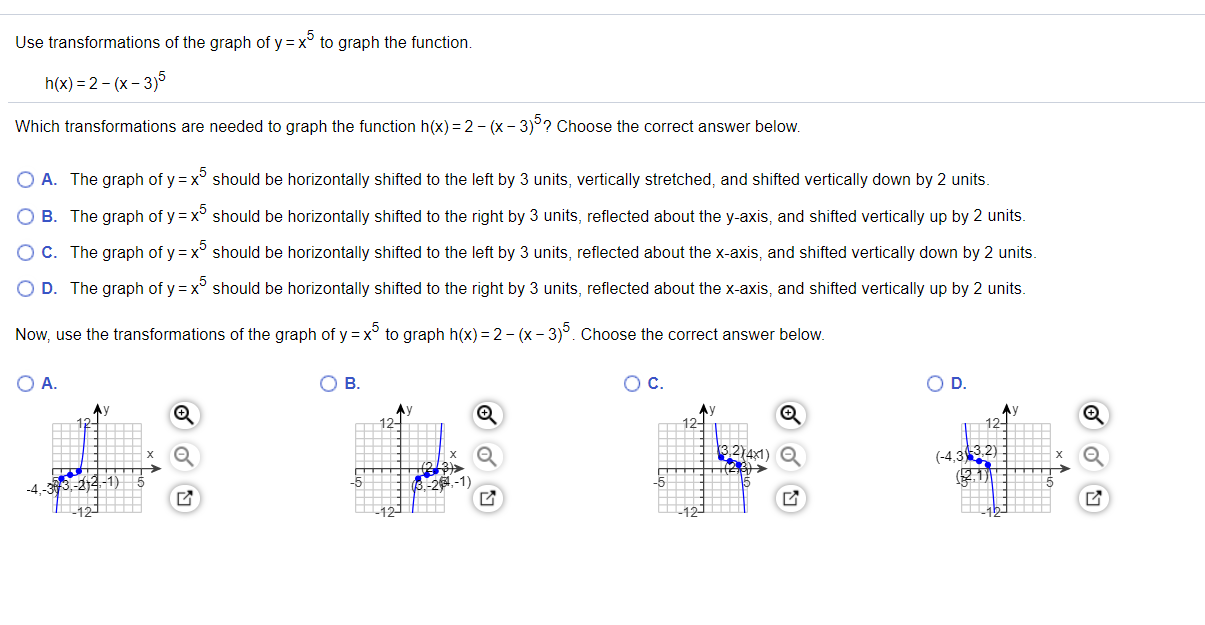 Solved Use Transformations Of The Graph Of Y Xº To Graph The Chegg Com