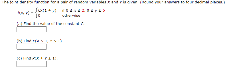 Solved The joint density function for a pair of random | Chegg.com