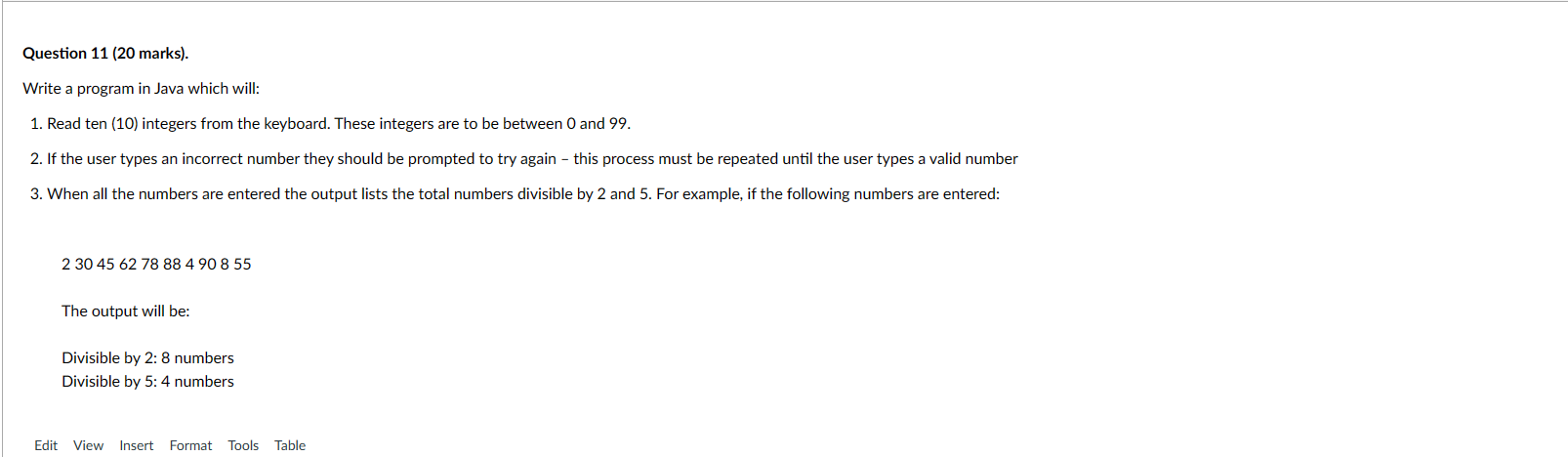 Solved Question 11 (20 marks). Write a program in Java which | Chegg.com