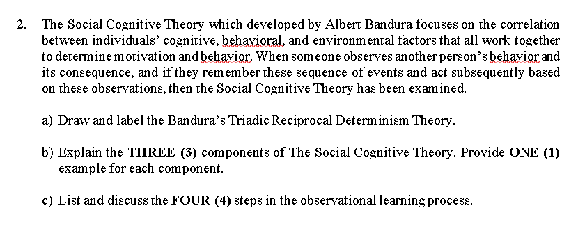 Social cognitive theory was developed online by