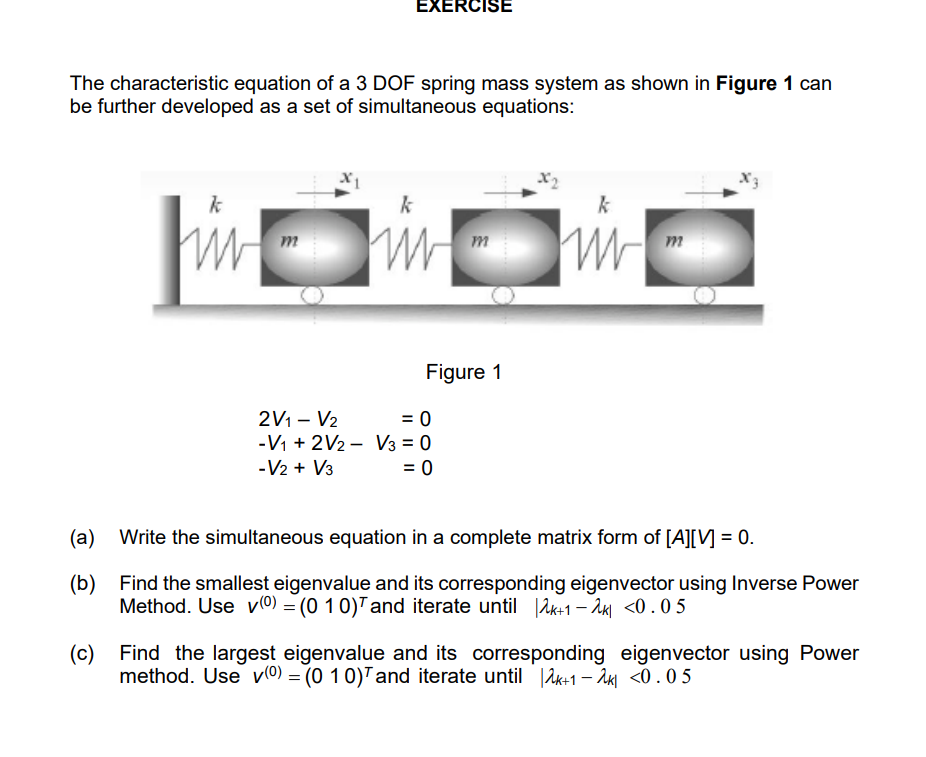 Solved The Characteristic Equation Of A 3 Dof Spring Mass 9851