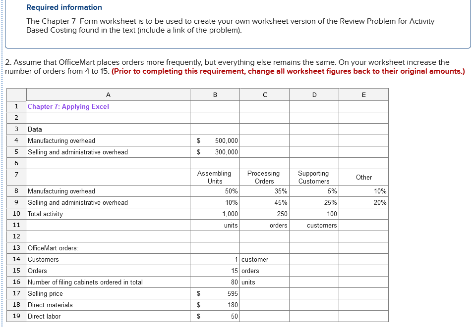 Solved Required information The Chapter 7 Form worksheet is | Chegg.com
