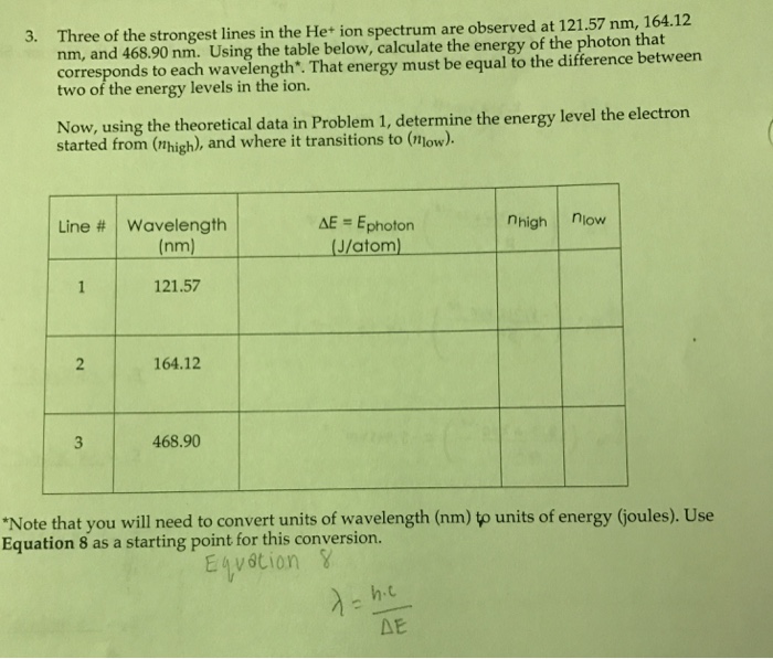 Solved Three of the strongest lines in the He+ ion spectrum | Chegg.com
