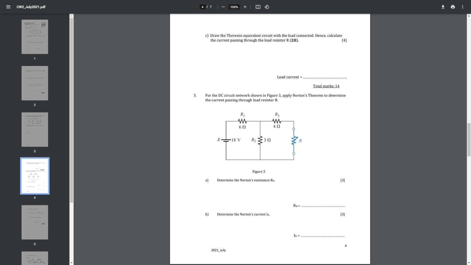 Solved CW2 July2021.pdf 3/7 - 100% 2. Figure 2 shows a DC | Chegg.com