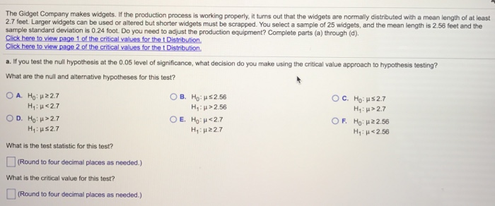Solved The Gidget Company makes widgets. If the production | Chegg.com