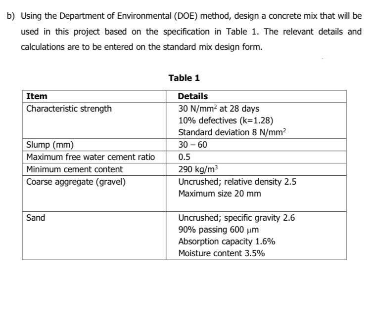 Solved b) Using the Department of Environmental (DOE) | Chegg.com