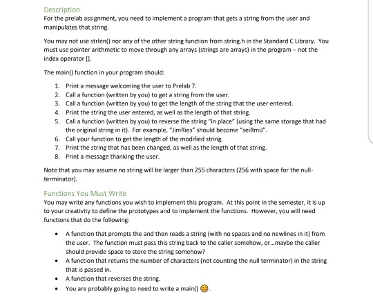 Solved Description For the prelab assignment, you need to | Chegg.com