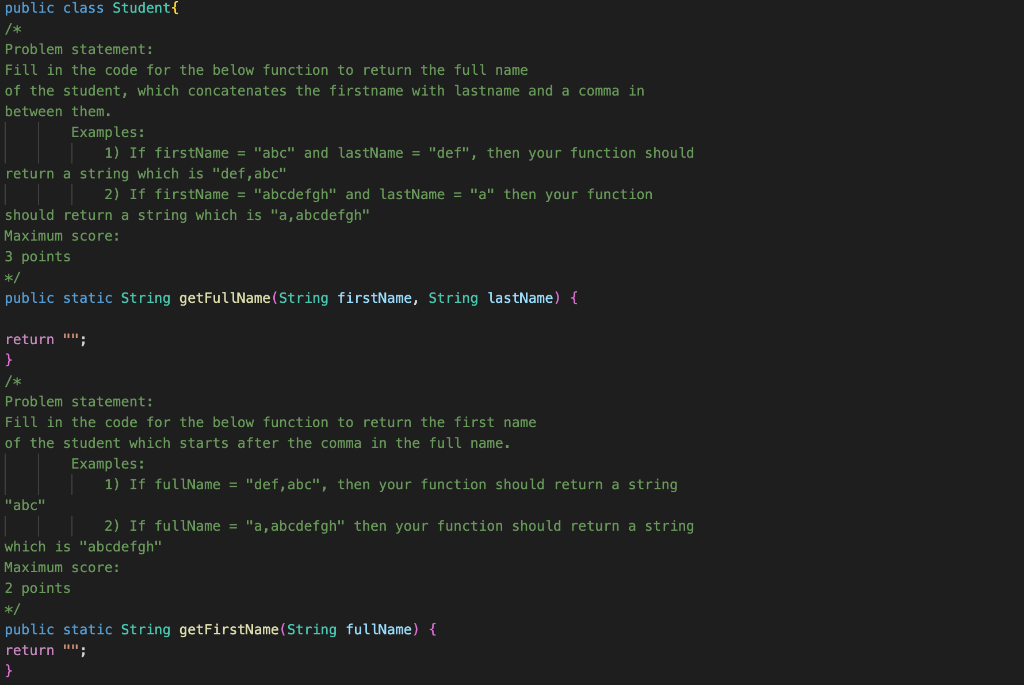Solved /* Problem statement: Fill in the code for the below | Chegg.com
