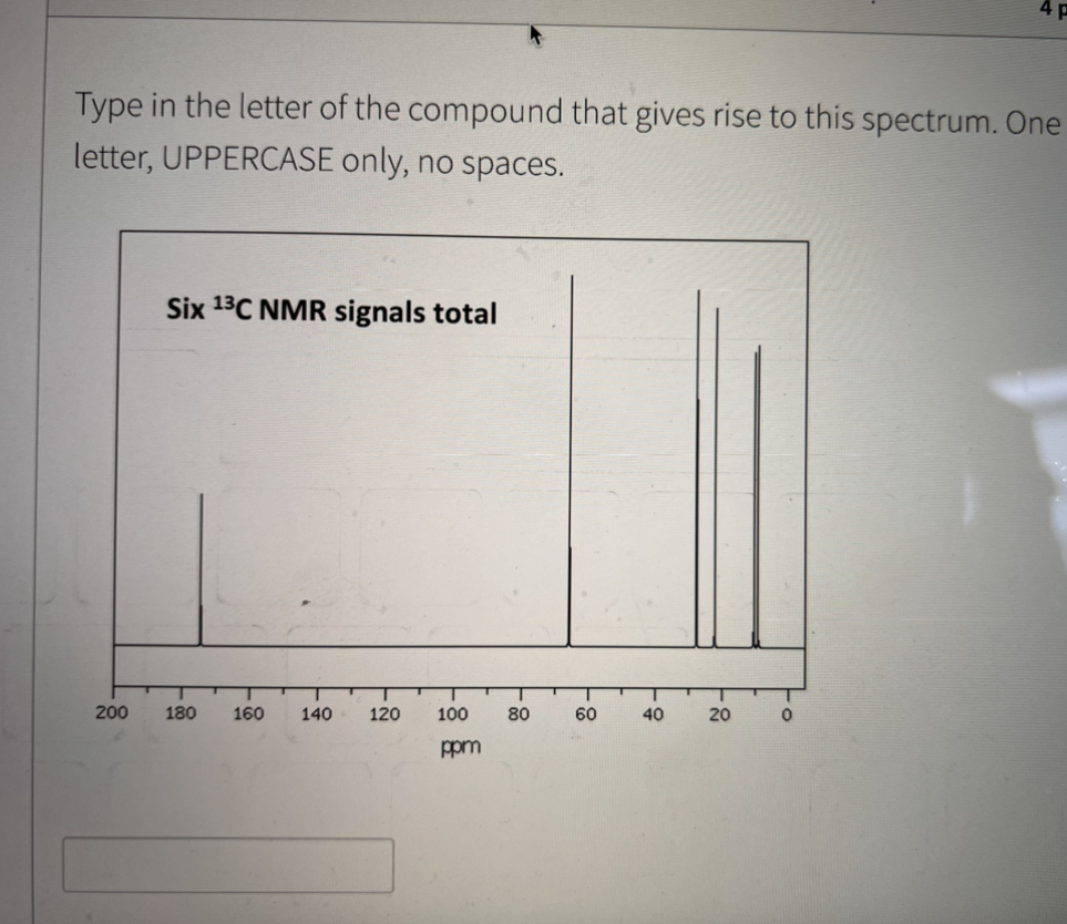 Type in the letter of the compound that gives rise to | Chegg.com