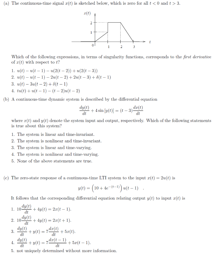 Solved (a) The continuous-time signal r(t) is sketched | Chegg.com