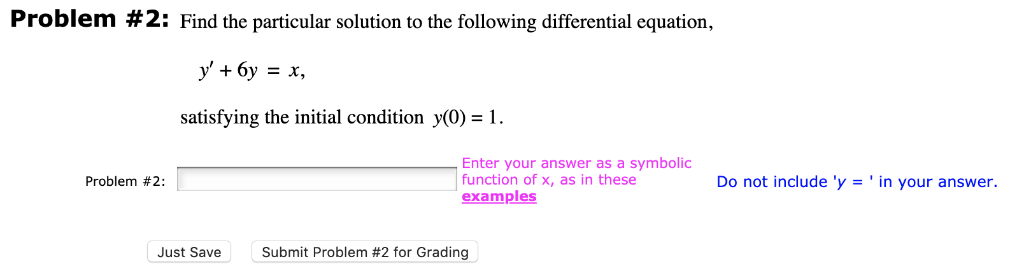 Solved Problem #2 : Find the particular solution to the | Chegg.com