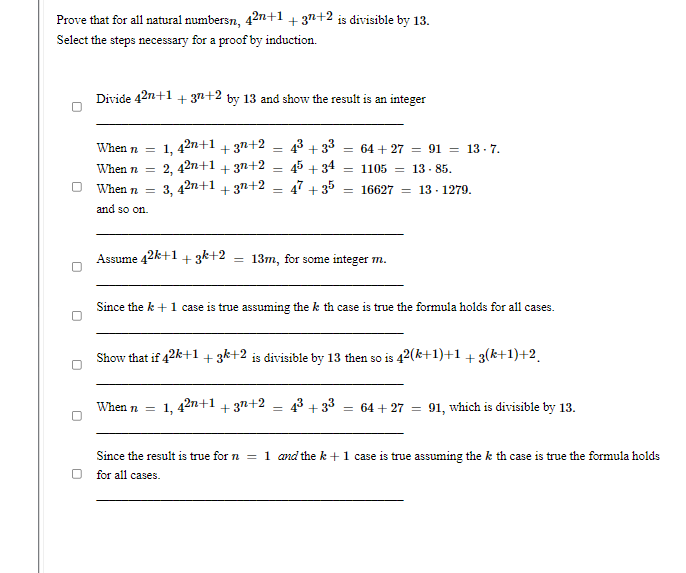 Solved Prove that for all natural numbersn, 42n+1 + 3n+2 is | Chegg.com