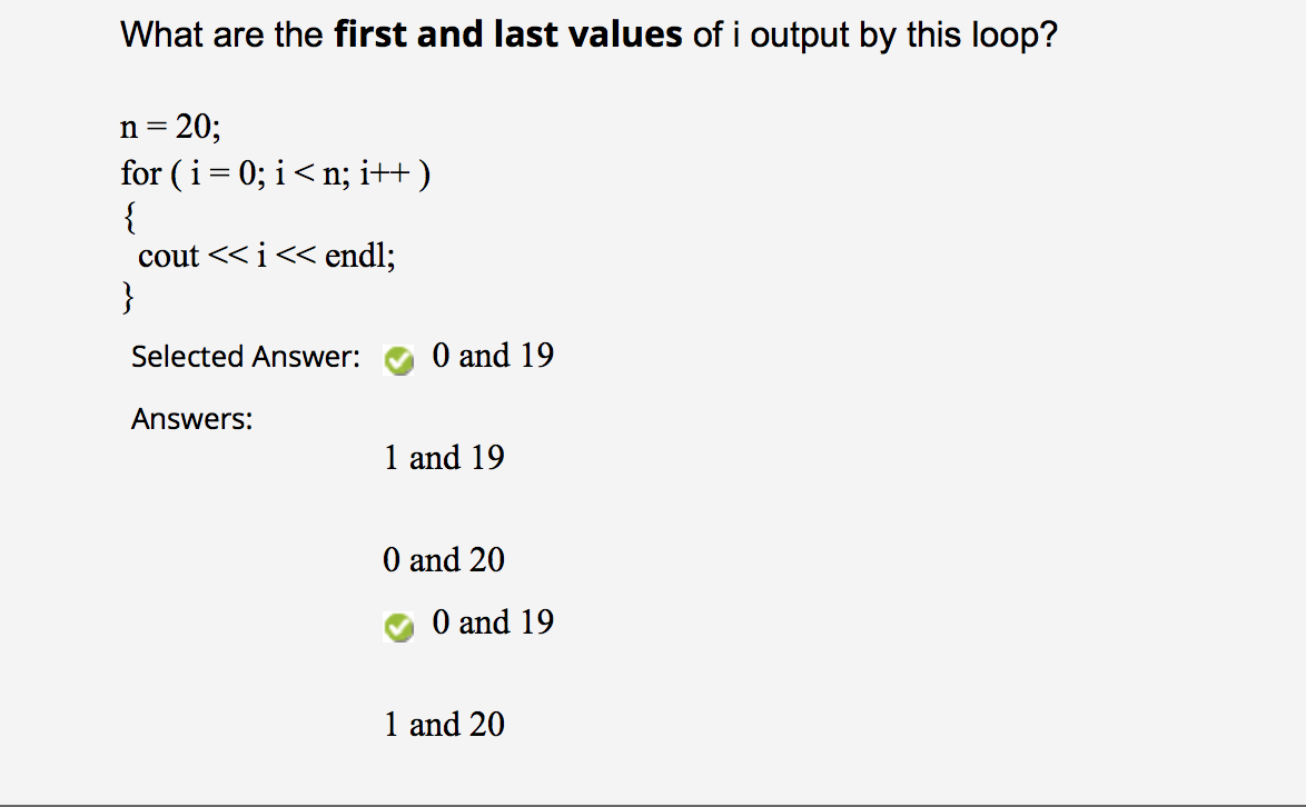 Solved Question 1 What are the first and last values of i | Chegg.com