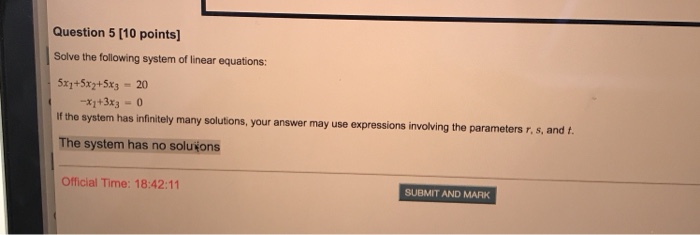 Solved Question 5 [10 points] Solve the following system of | Chegg.com