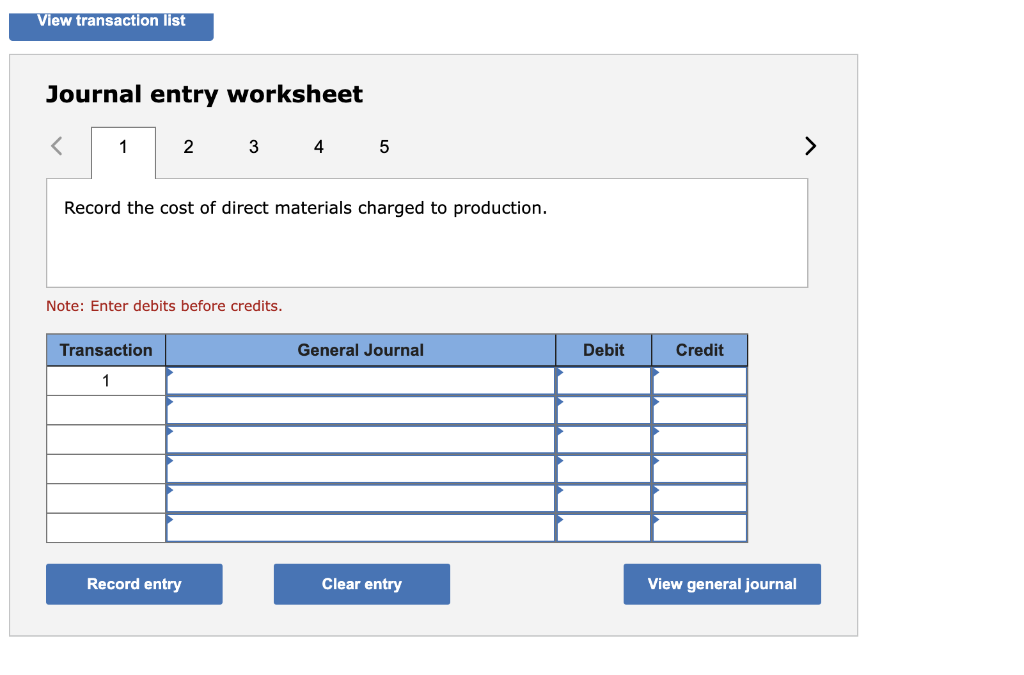 Solved Journal entry worksheet 4 Record the cost of direct | Chegg.com