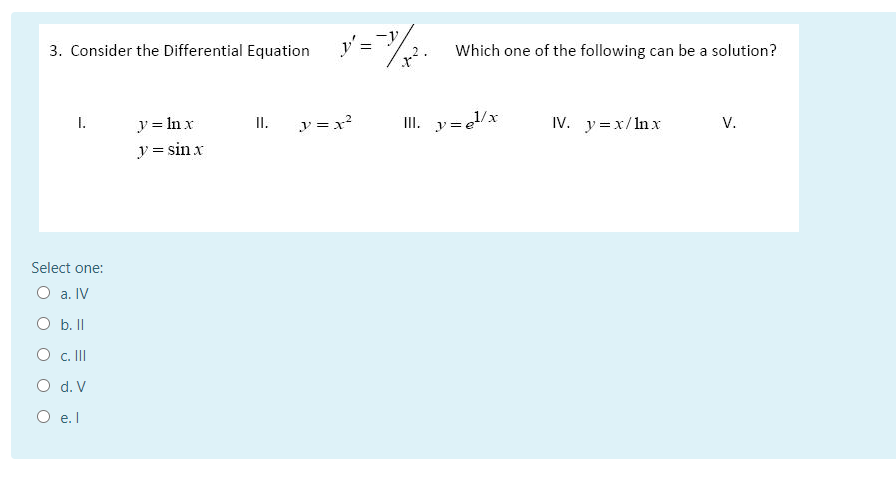Solved 3. Consider the Differential Equation Which one of | Chegg.com