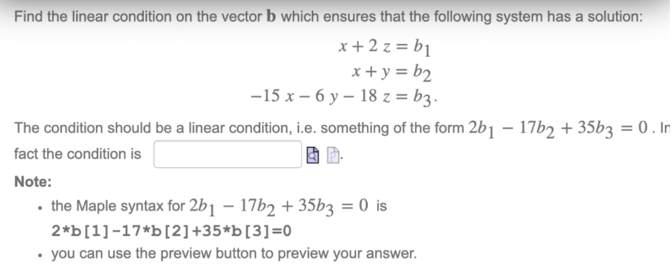 Solved Find The Linear Condition On The Vector B Which | Chegg.com