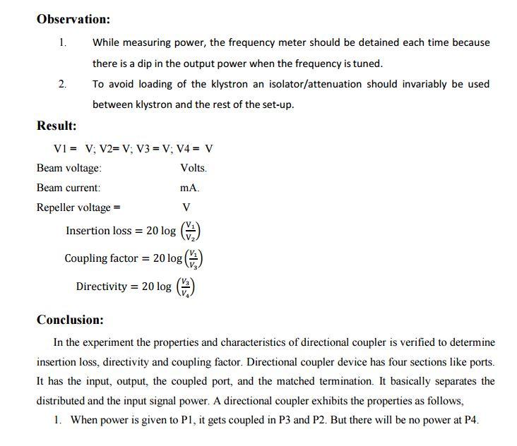 Solved Characteristics of Directional Coupler iii) Aim To