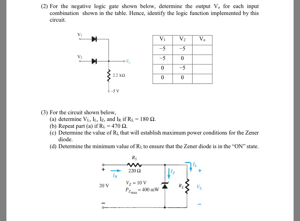 Solved (2) For the negative logic gate shown below, | Chegg.com