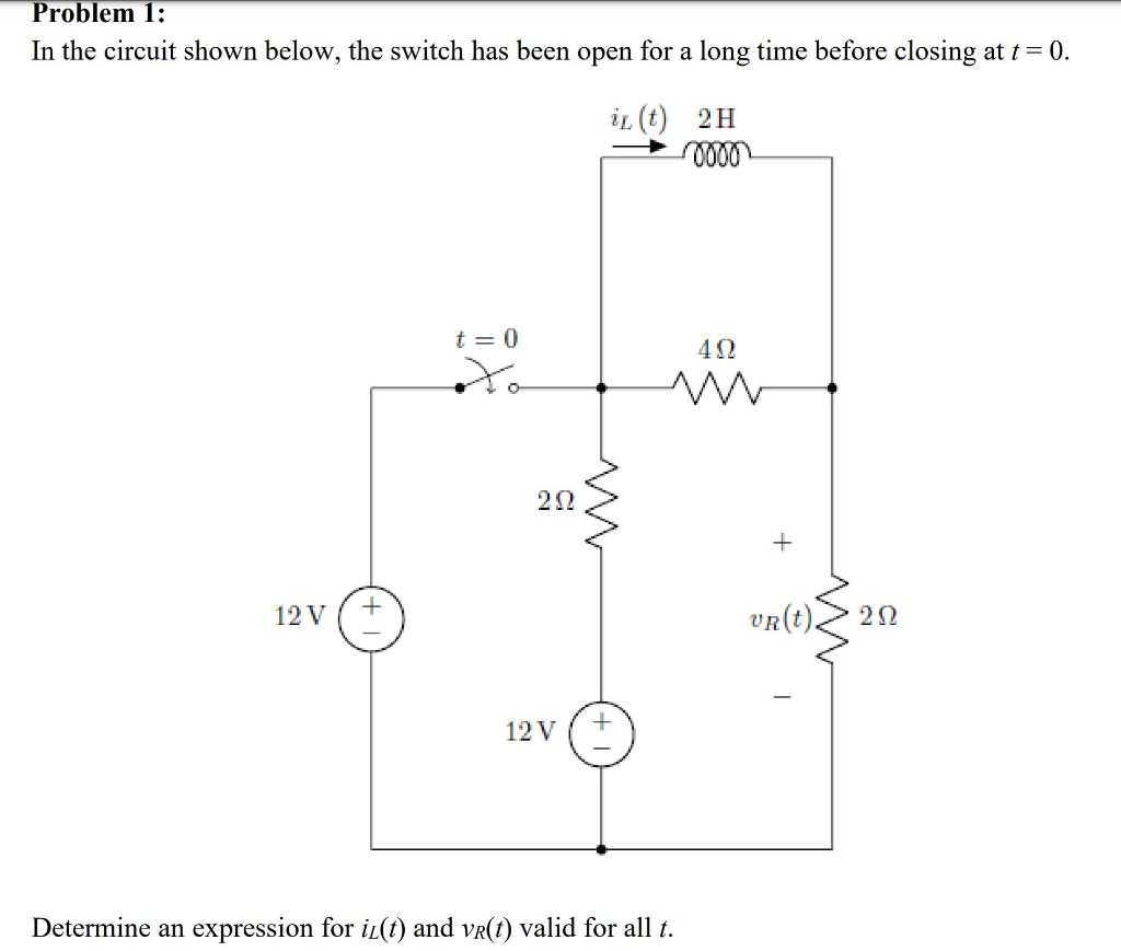 Solved Problem 1: In the circuit shown below, the switch has | Chegg.com