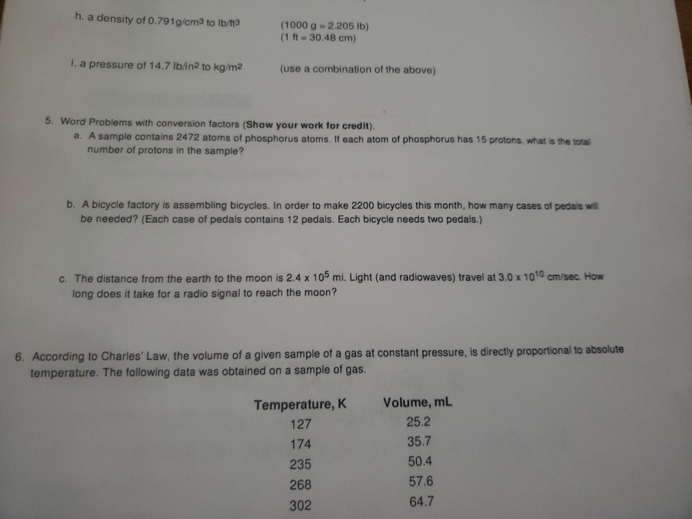 Solved 4. Perform the following conversions. SHOW YOUR WORK | Chegg.com