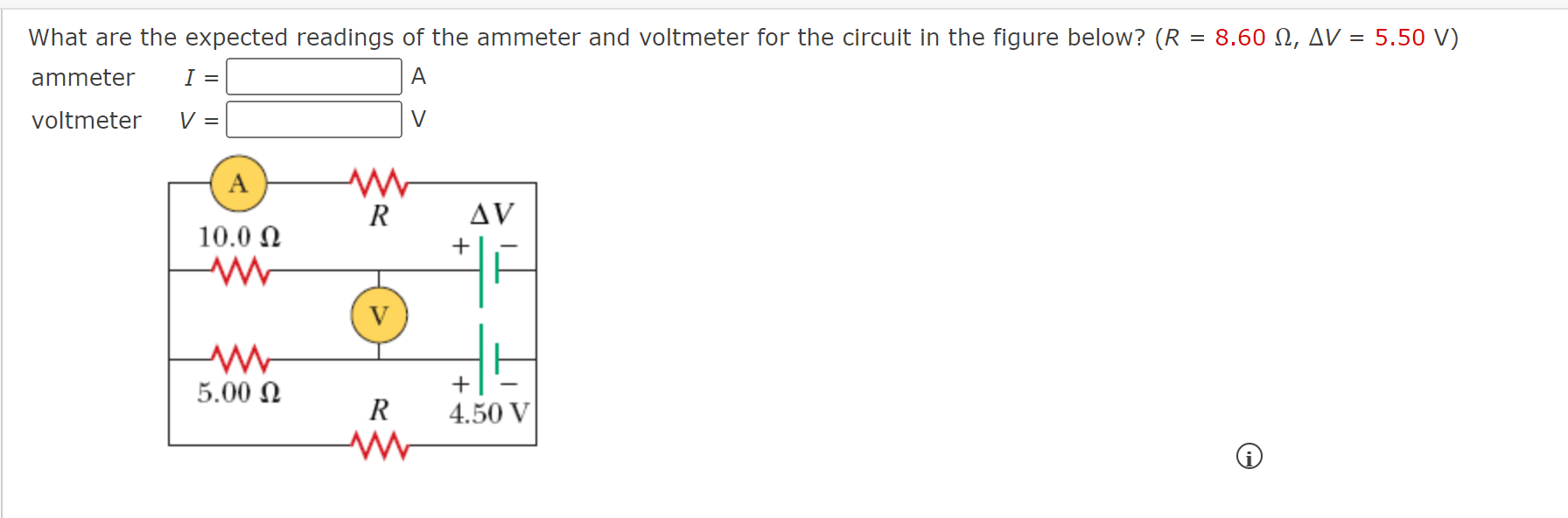 Solved What are the expected readings of the ammeter and | Chegg.com