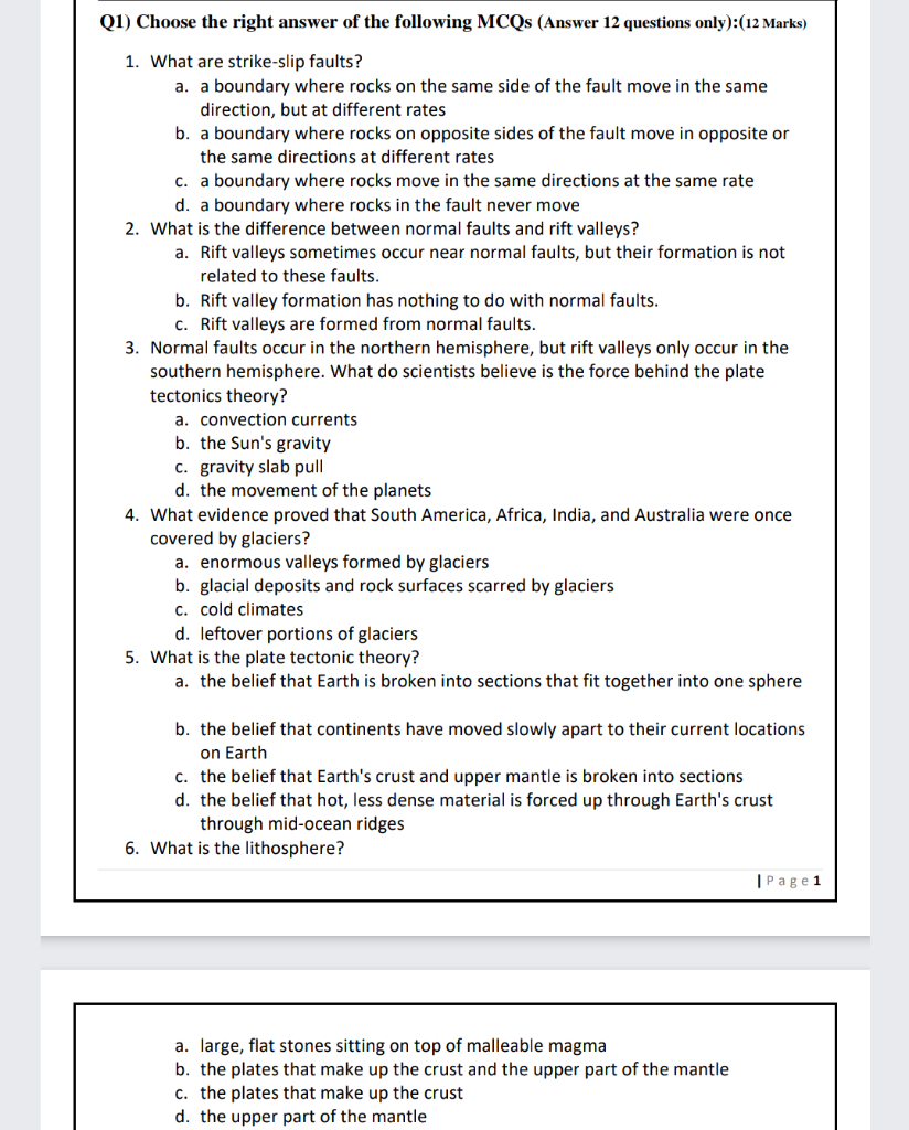 Solved (1) Choose the right answer of the following MCQs | Chegg.com