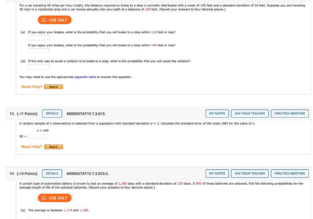 Solved For a car traveling 40 miles per hour mph the Chegg