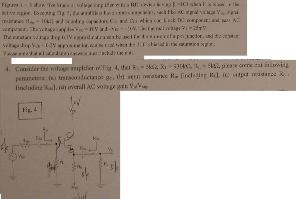 Solved Figures 1 - 5 Show Five Kinds Of Voltage Amplifier | Chegg.com