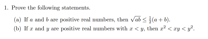 Solved 1. Prove The Following Statements. (a) If A And B Are | Chegg.com