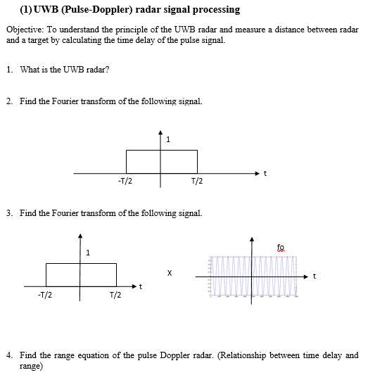 Solved (1) UWB (PulseDoppler) radar signal processing