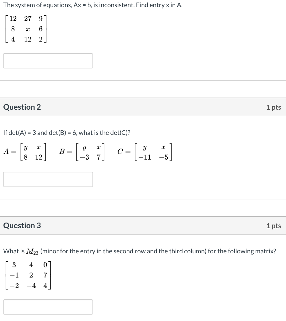 Solved The system of equations, Ax = b, is inconsistent. | Chegg.com