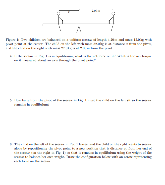 Solved Figure 1: Two children are balanced on a uniform | Chegg.com