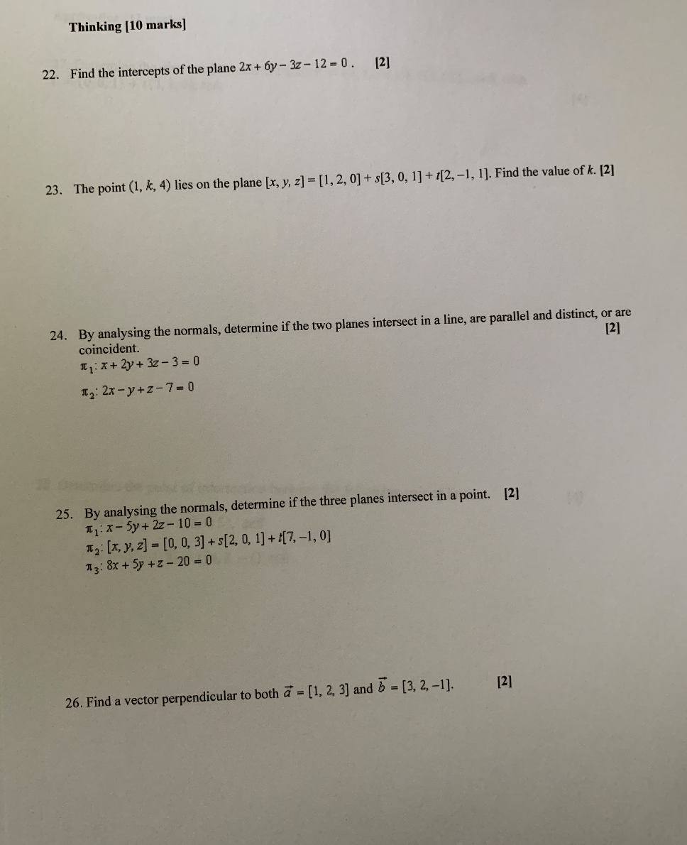 Thinking 10 Marks 2 22 Find The Intercepts Of Chegg Com