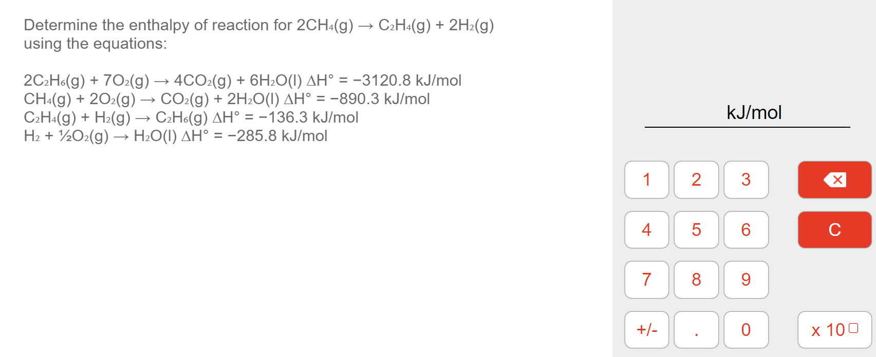 Solved Determine the enthalpy of reaction for 2CH4 g Chegg