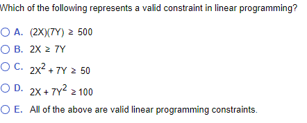 Solved Which of the following represents a valid constraint | Chegg.com