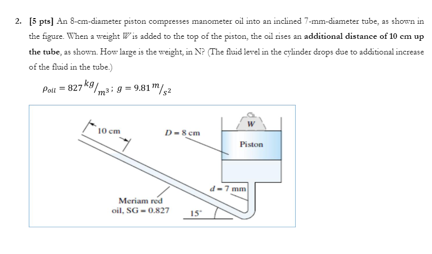 Solved 2. [5 pts] An 8-cm-diameter piston compresses | Chegg.com