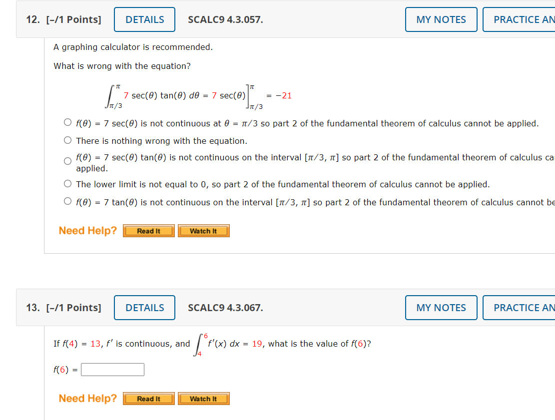 Solved 12. [-/1 Points] DETAILS SCALC9 4.3.057. MY NOTES | Chegg.com