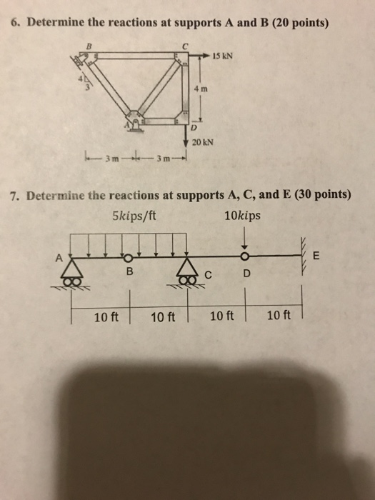 Solved 6. Determine the reactions at supports A and B (20 | Chegg.com - Determine The Reactions At Supports A And B