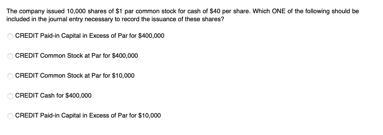 Solved The Company Issued 10,000 Shares Of $1 Par Common | Chegg.com